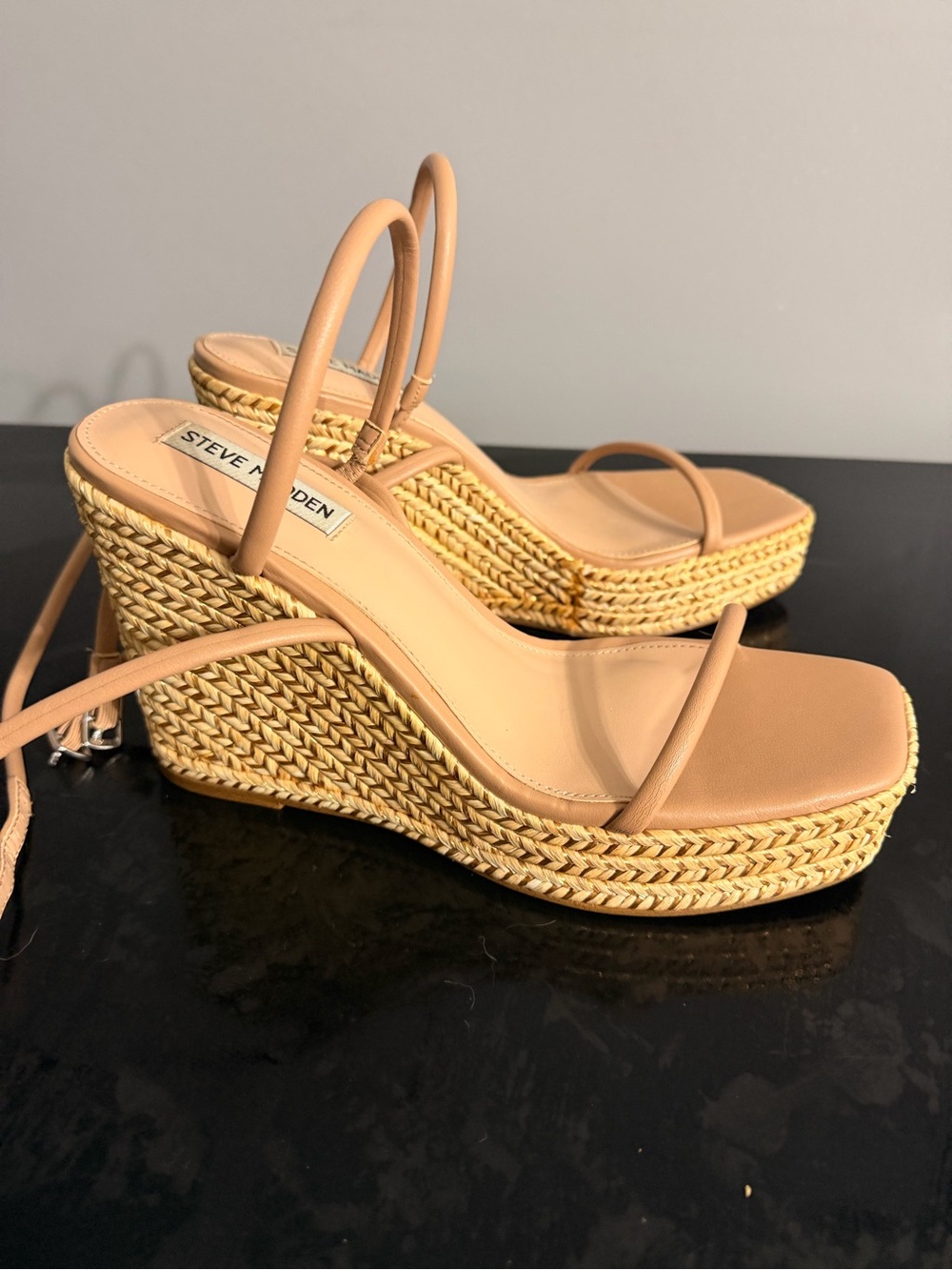 Steve Madden Neutral Braided Espadrille Wedge Sandals